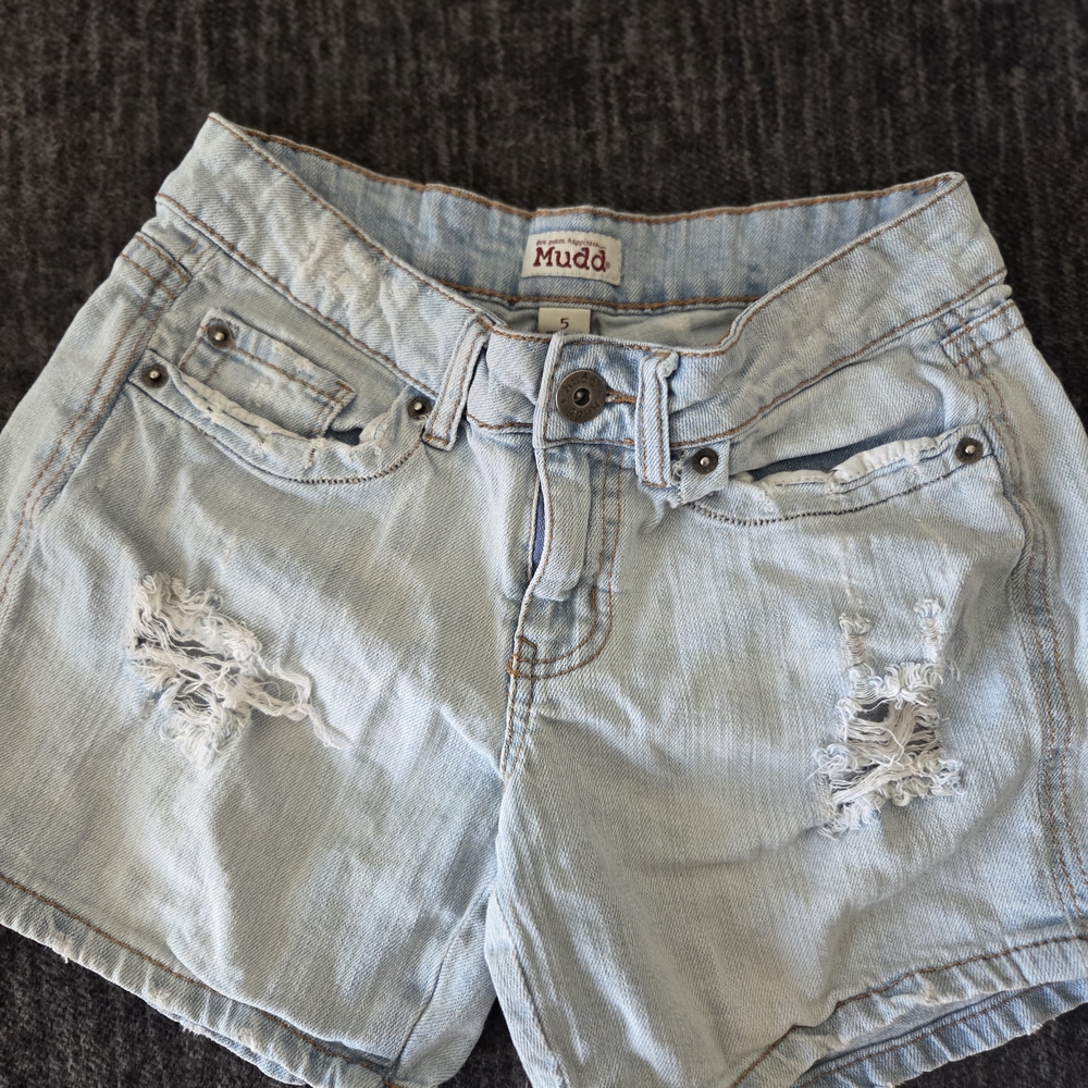 Mudd Light Blue Distressed Women Shorts